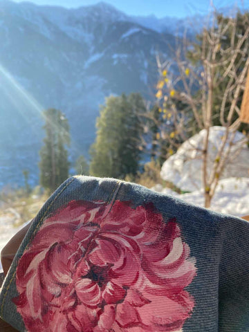 Handpainted Vintage Floral Jacket (Oversized)